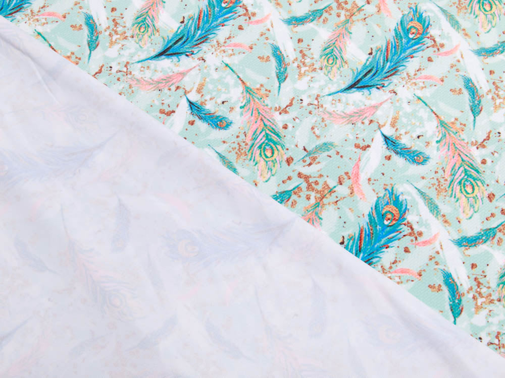 Struktur - Velvet - Pfauenpfedern - mint