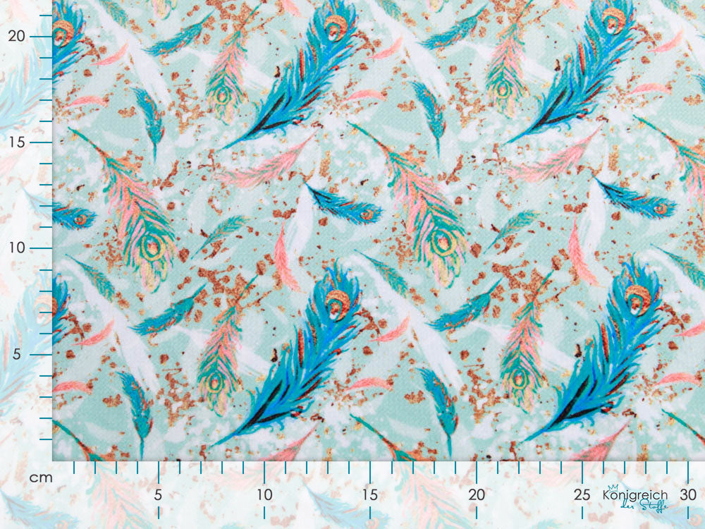 Struktur - Velvet - Pfauenpfedern - mint