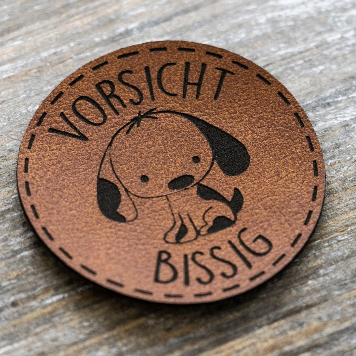 Label Kunstleder KDS - Vorsicht bissig
