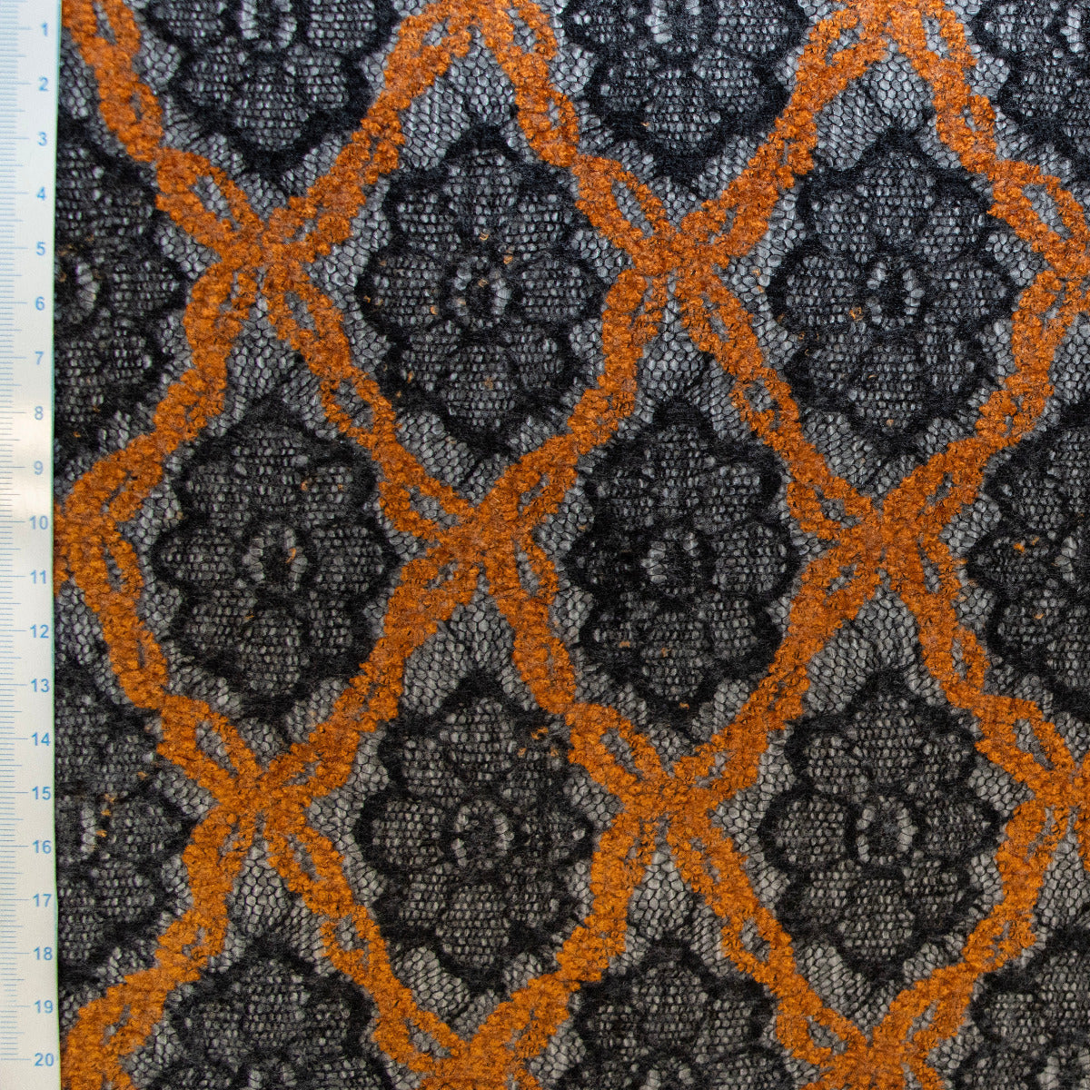 Strickstoff Doubleface Spitze - Blümchen - anthrazit