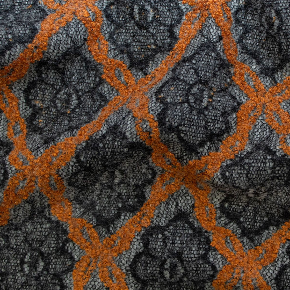 Strickstoff Doubleface Spitze - Blümchen - anthrazit