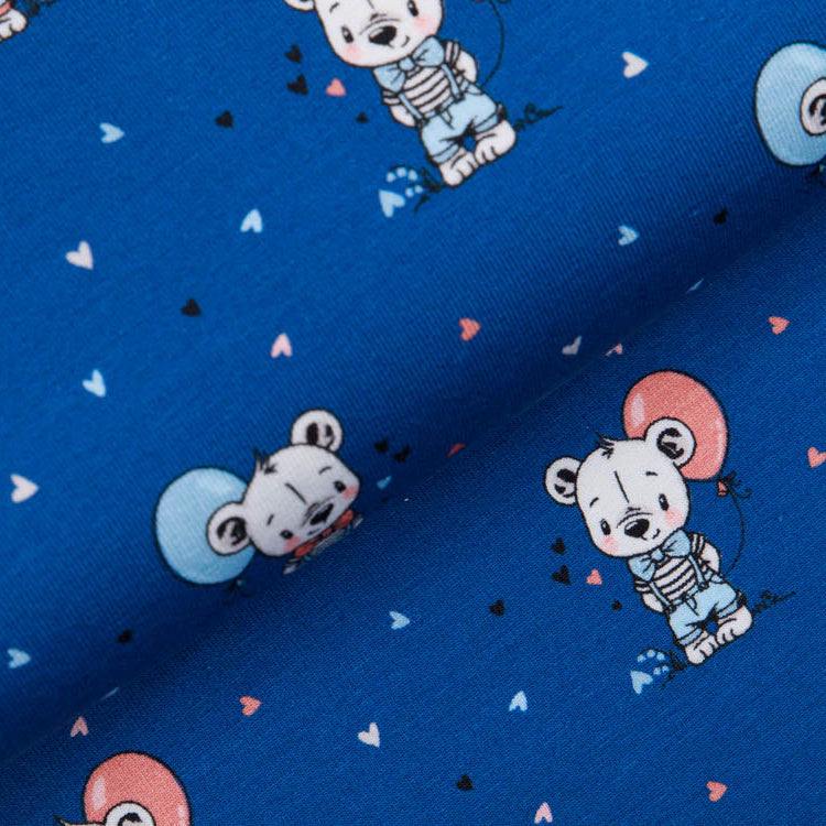 Jersey Fräulein von Julie - kleine Teddy mit Ballons - blau