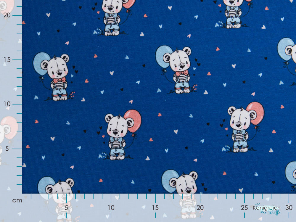 Jersey Fräulein von Julie - kleine Teddy mit Ballons - blau