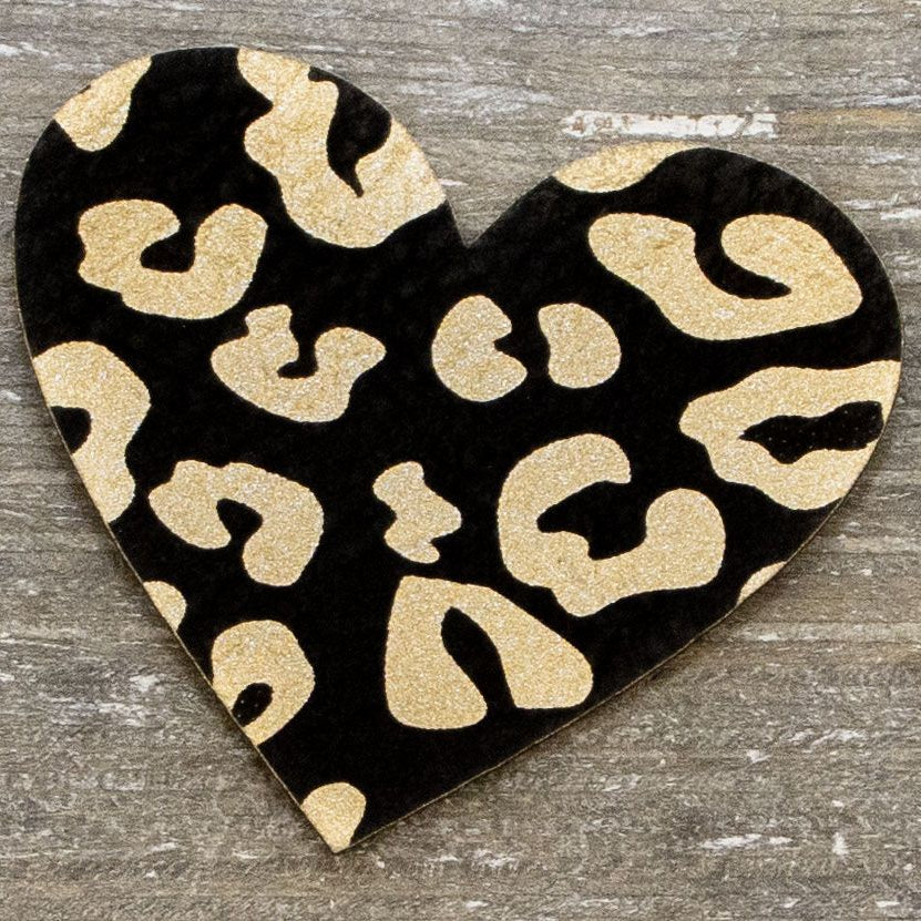 Label Kunstleder KDS - Herz mit Leoprint