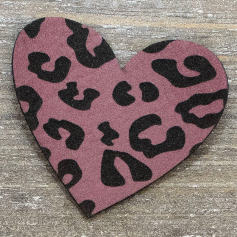 Label Kunstleder KDS - Herz mit Leoprint