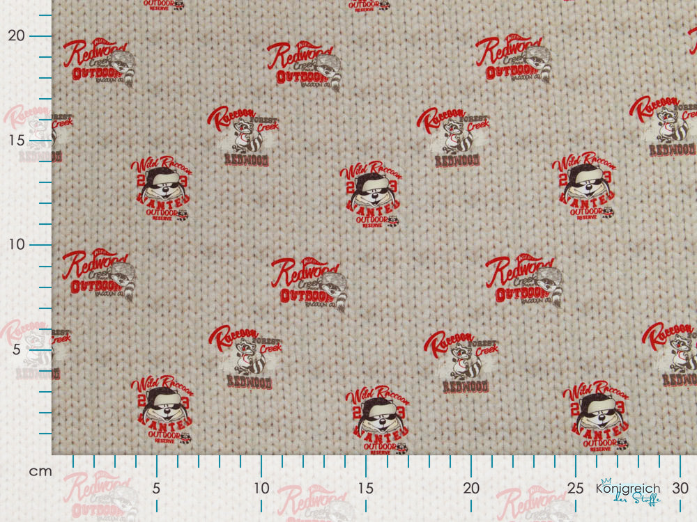 Sweat French Terry Digitaldruck Wild Raccoon Stenzo - wilde Waschbären auf Strickoptik