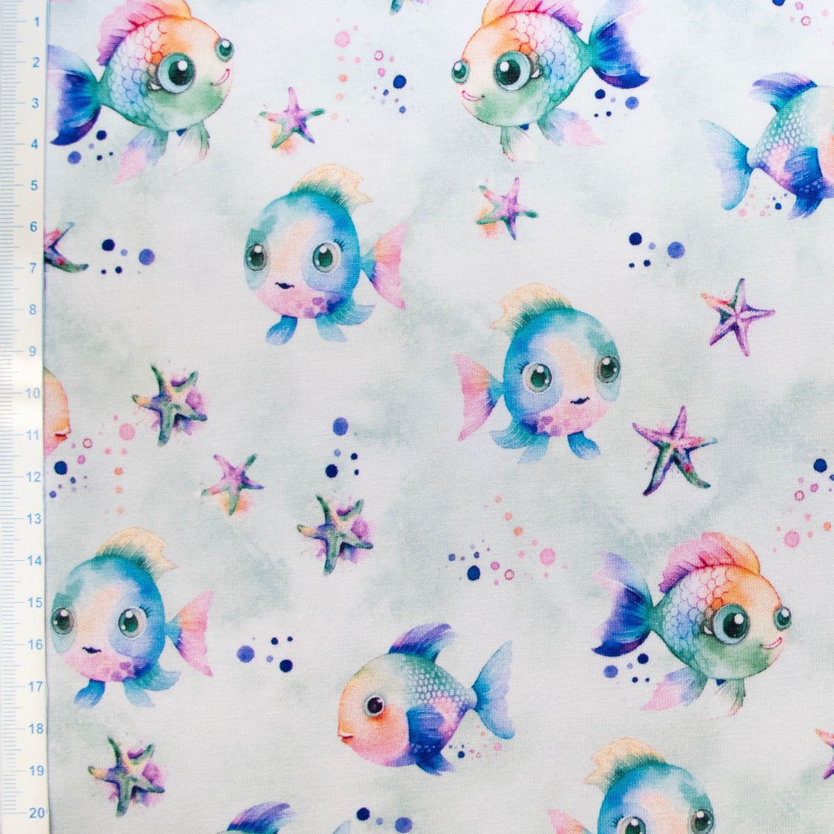 Jersey Digitaldruck - Regenbogen Fische - mint