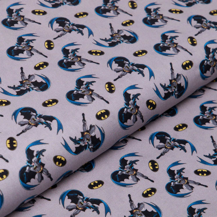 Webware Baumwolle Batman - fliegender Batman - grau