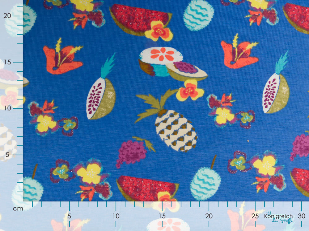 Jersey Little Darling - Glitzer - Früchte blau / bunt