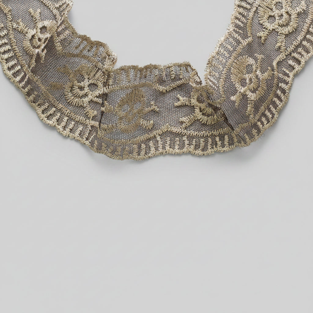 Spitzenband mit Glitzer - 6 cm breit - Totenköpfe - schwarz - gold