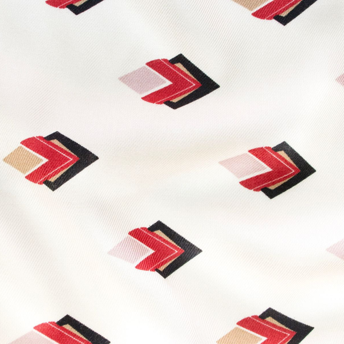 Webware Viskose Köper mit Bordüre - geometrisches Muster - creme