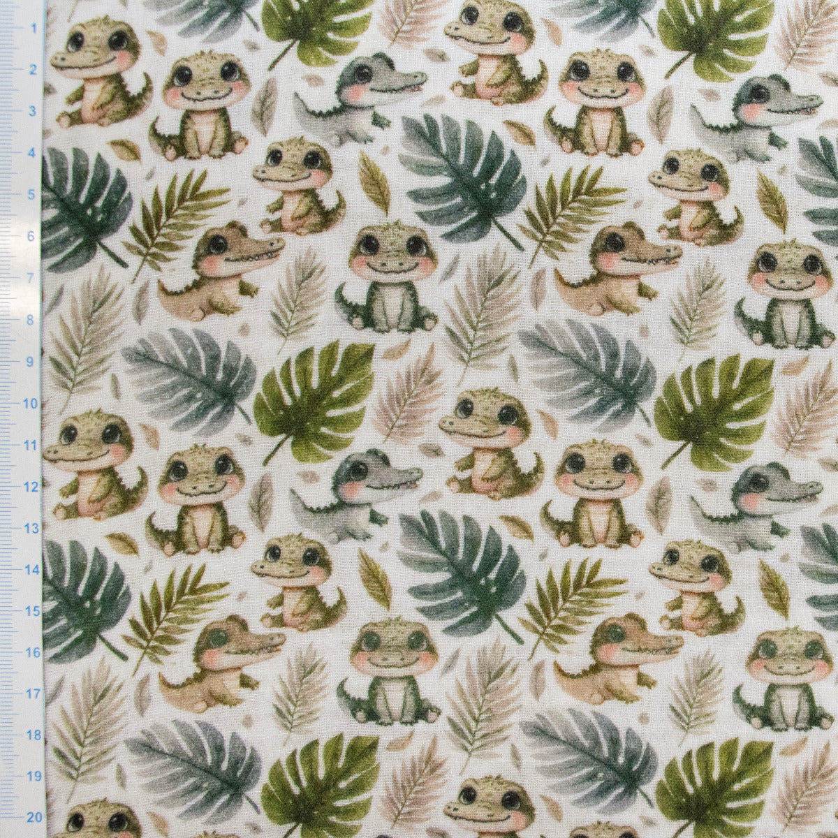 Musselin Double Gauze - süße Krokodile - wollweiß