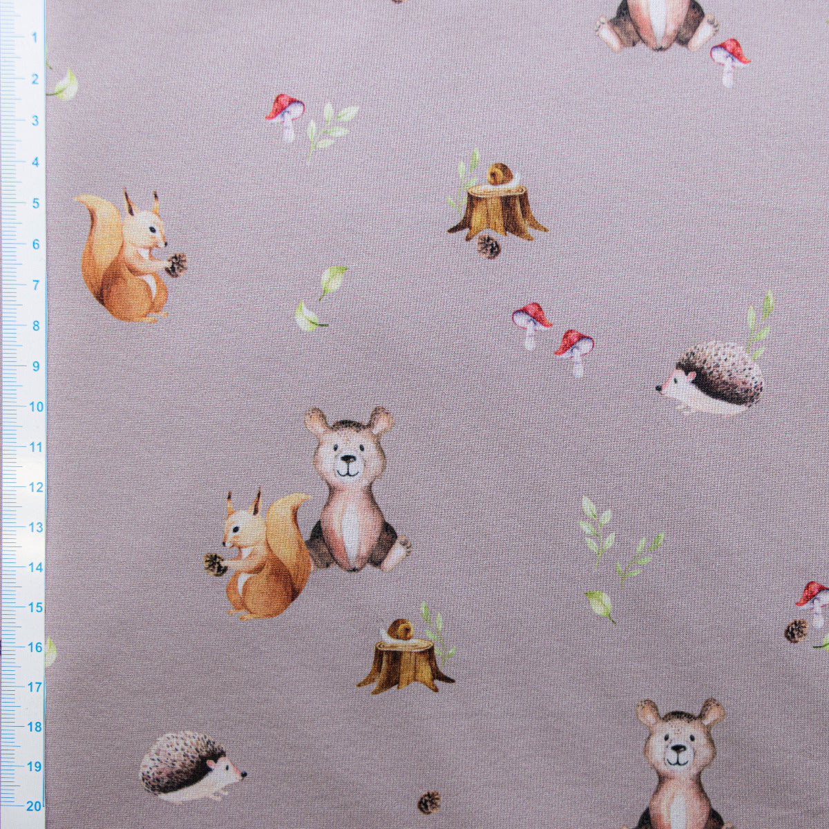 Softshell Jackenstoff - kleine Waldtiere - taupe/rost