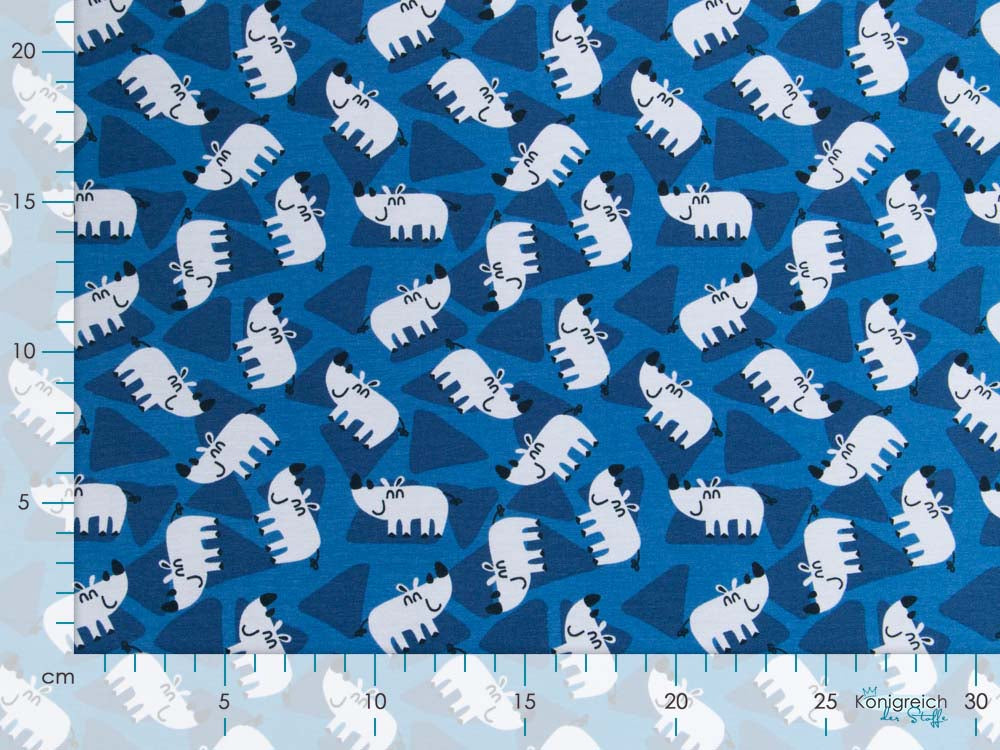 Jersey - putzige Nashörner - blau