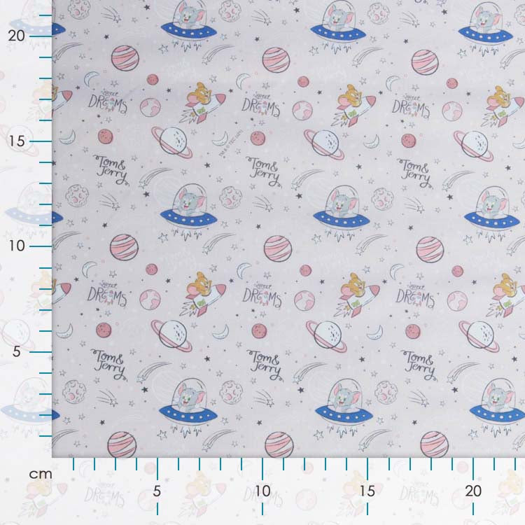 Webware Baumwolle Popeline Digitaldruck Tom And Jerry - Sweat Dreams - rosa