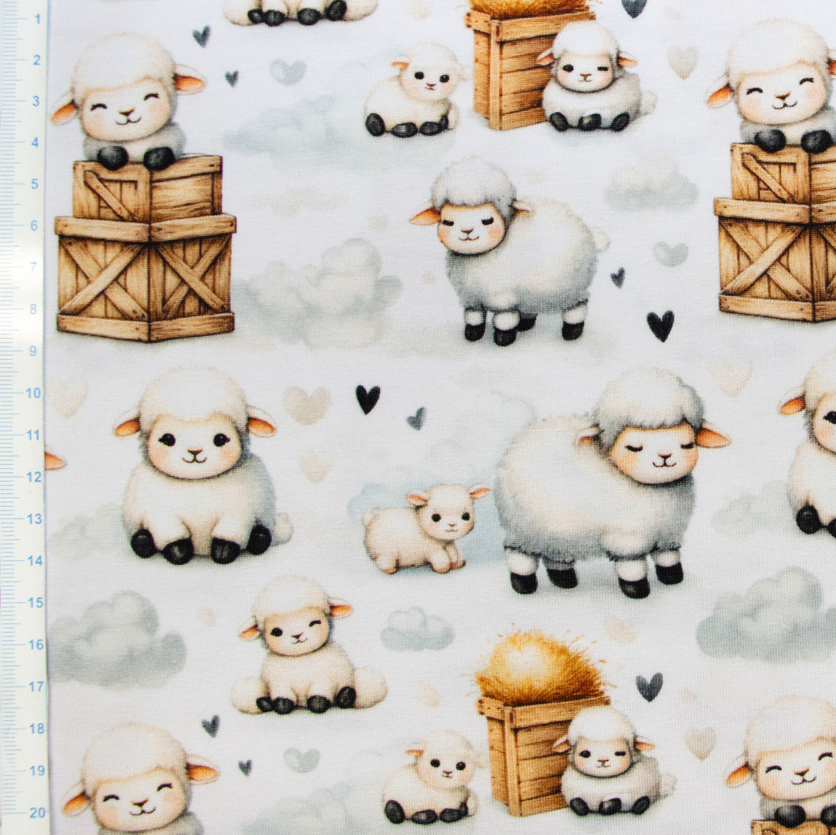 Jersey Digitaldruck - Süße Schafe – Weiß