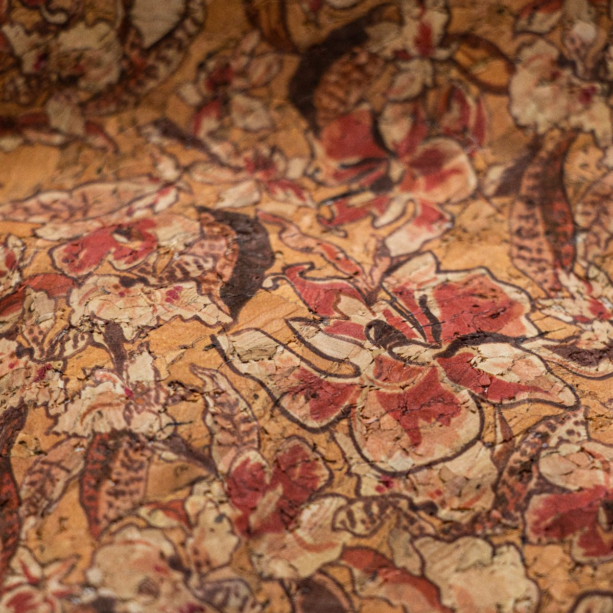 Kork Coupon ca. 50 cm x 65 cm - zarte Orchideenblüten