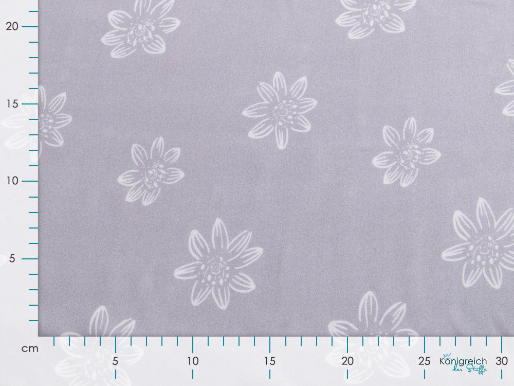 Webware Viskose Henrik - Blüten - grau