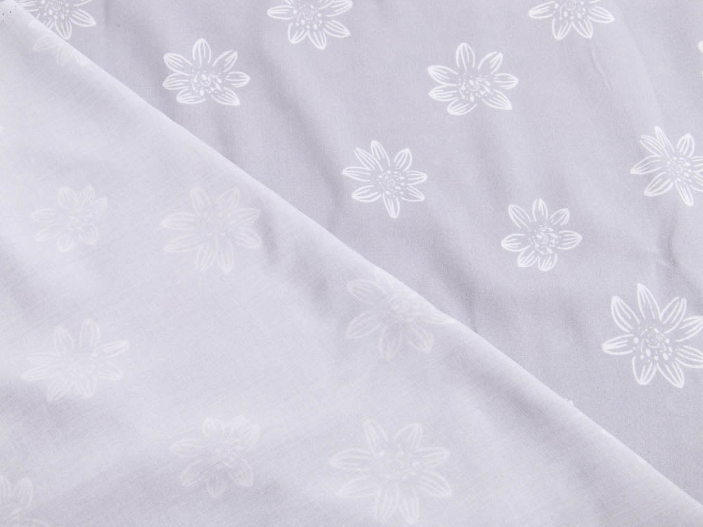 Webware Viskose Henrik - Blüten - grau