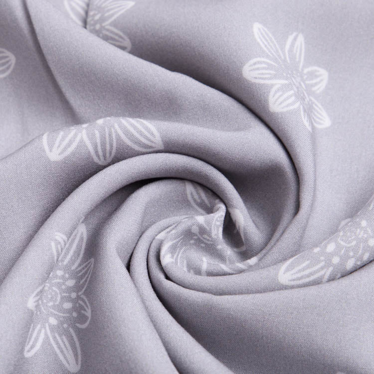 Webware Viskose Henrik - Blüten - grau