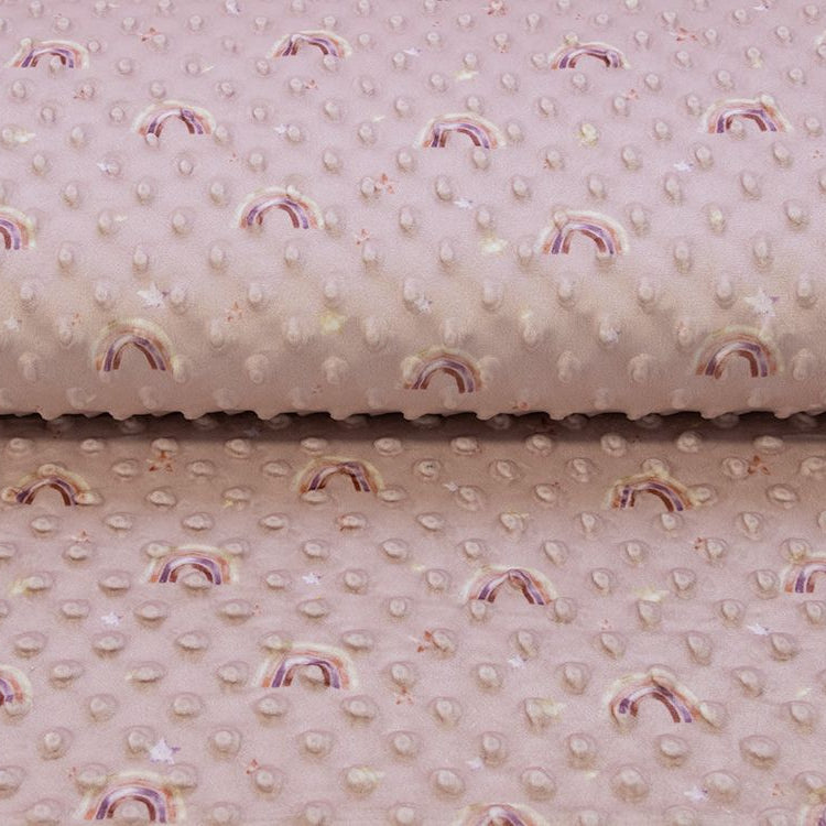 Wellnessfleece Minky mit Noppenprägung - Regenbogen