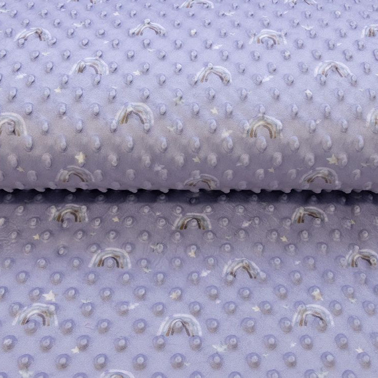 Wellnessfleece Minky mit Noppenprägung - Regenbogen