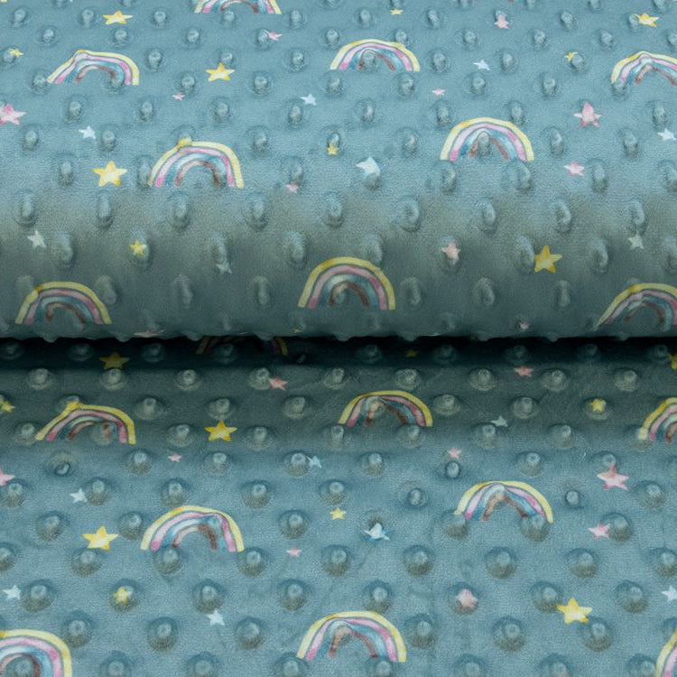 Wellnessfleece Minky mit Noppenprägung - Regenbogen