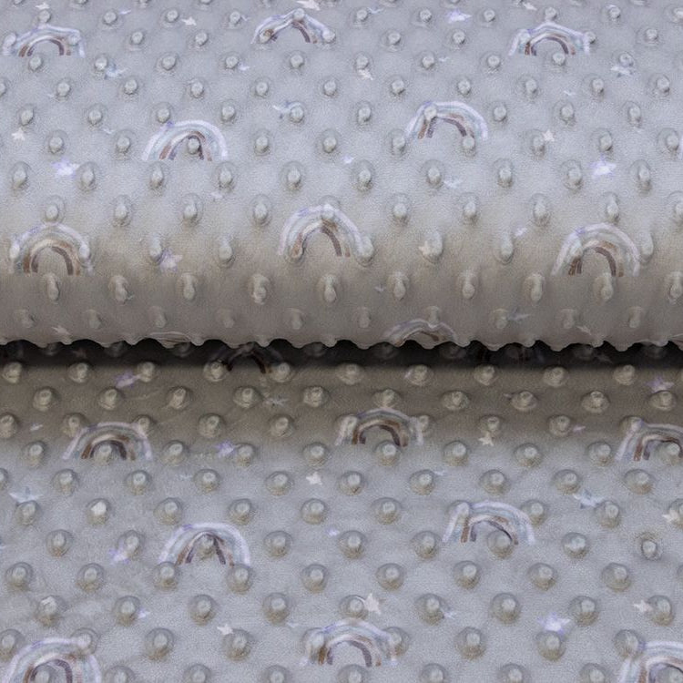 Wellnessfleece Minky mit Noppenprägung - Regenbogen