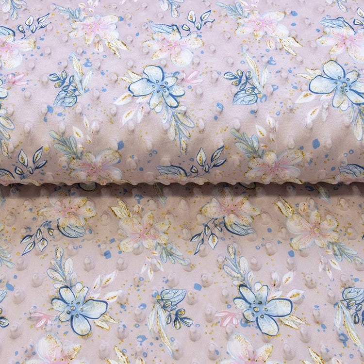 Wellnessfleece Minky mit Noppenprägung - Blumen