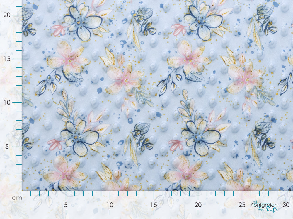 Wellnessfleece Minky mit Noppenprägung - Blumen
