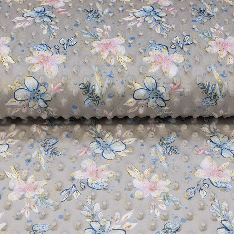 Wellnessfleece Minky mit Noppenprägung - Blumen