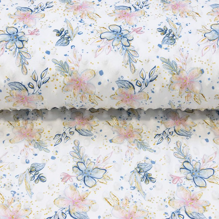 Wellnessfleece Minky mit Noppenprägung - Blumen