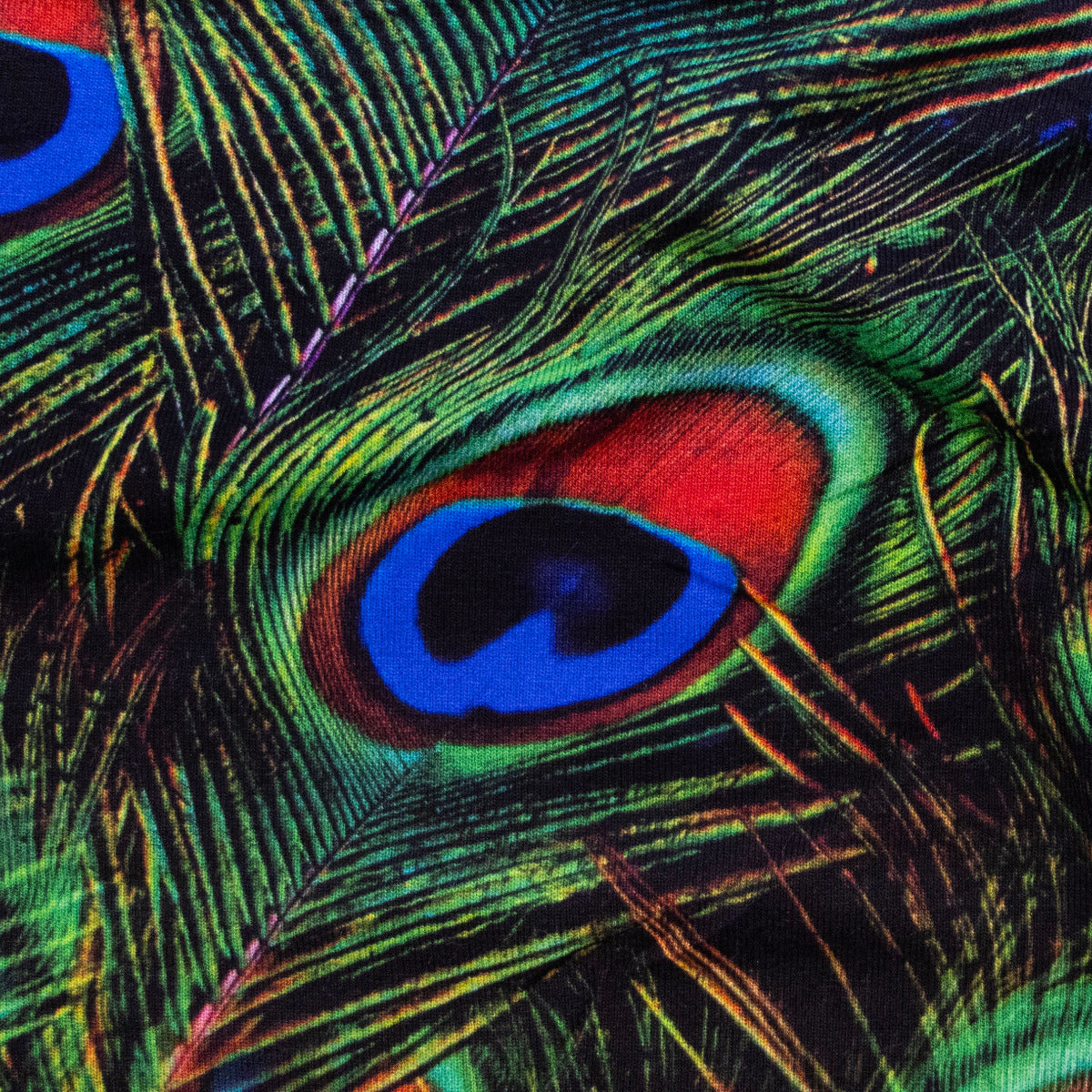 Jersey Viskose Digitaldruck - Pfauenfedern - grün