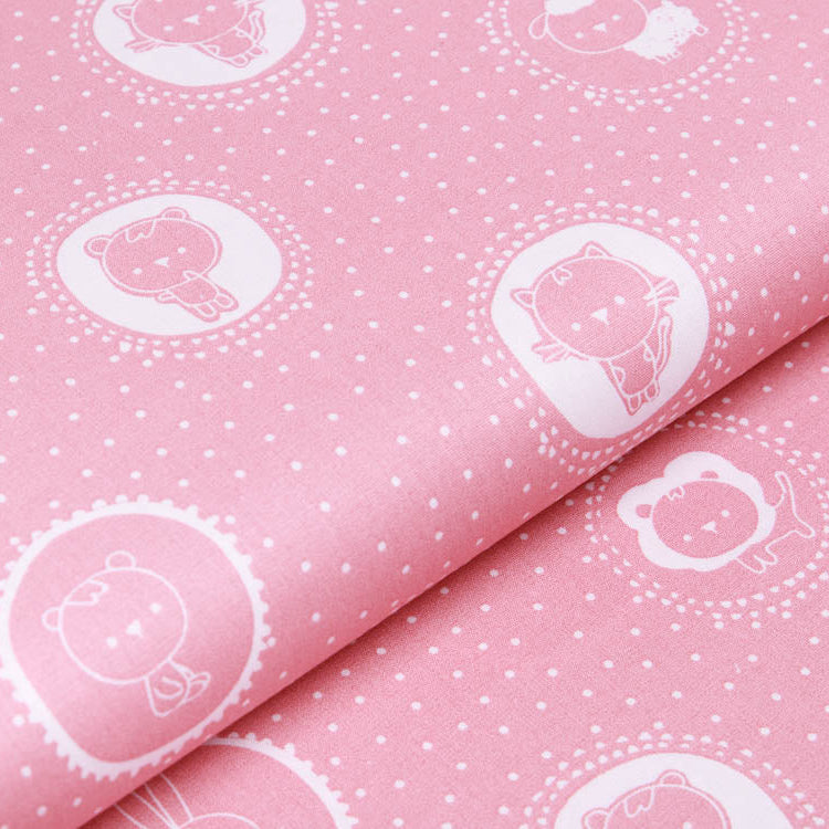 Webware Baumwolle Popeline - Babytiere im Kreis - altrosa