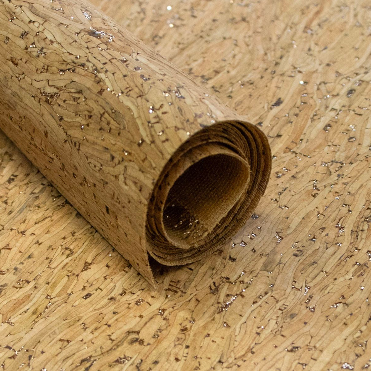 Kork Coupon ca. 50 cm x 67 cm - silberner Glitzer