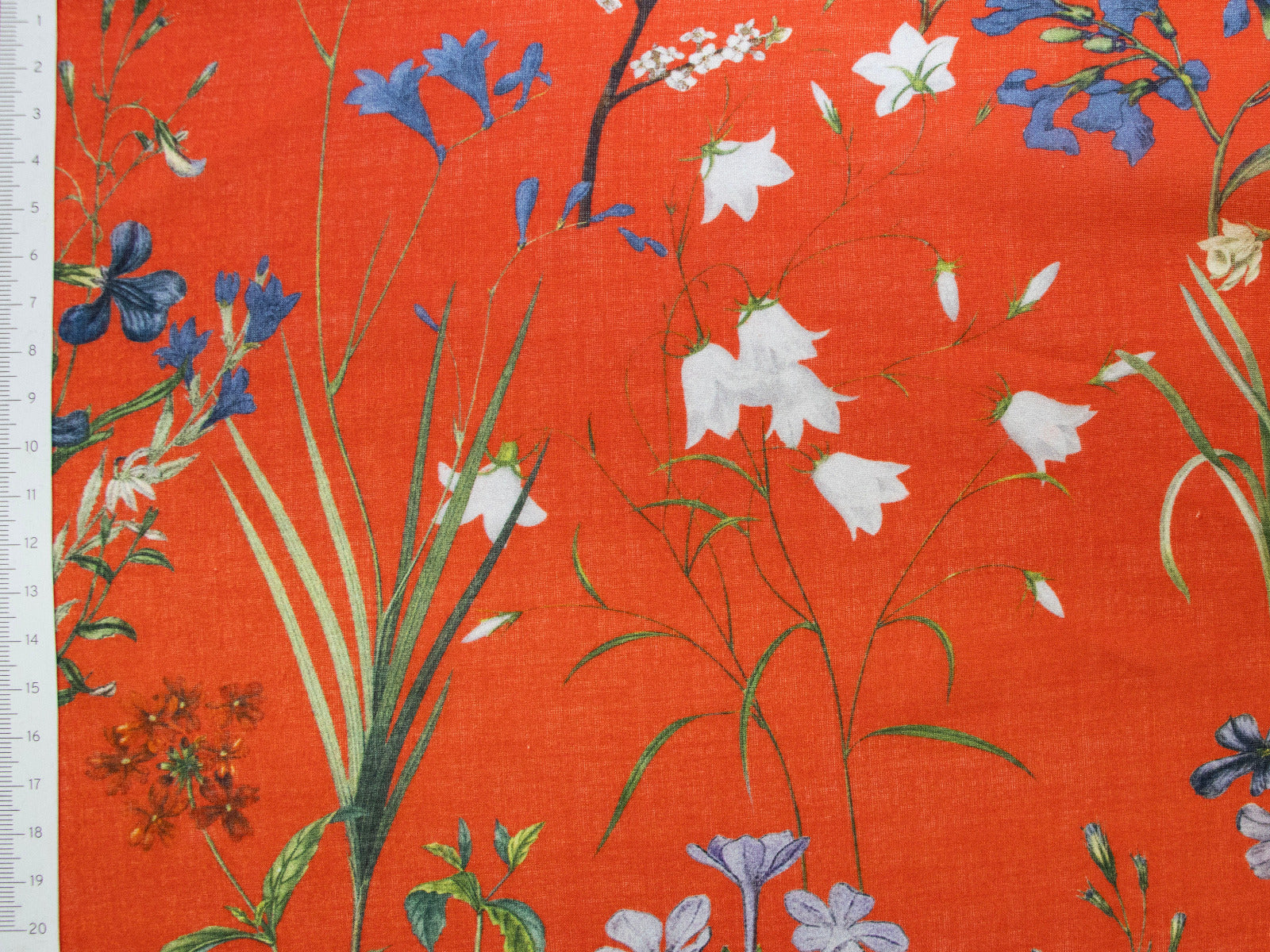 Webware Baumwolle Batist - verschiedene Blümchen - rotorange