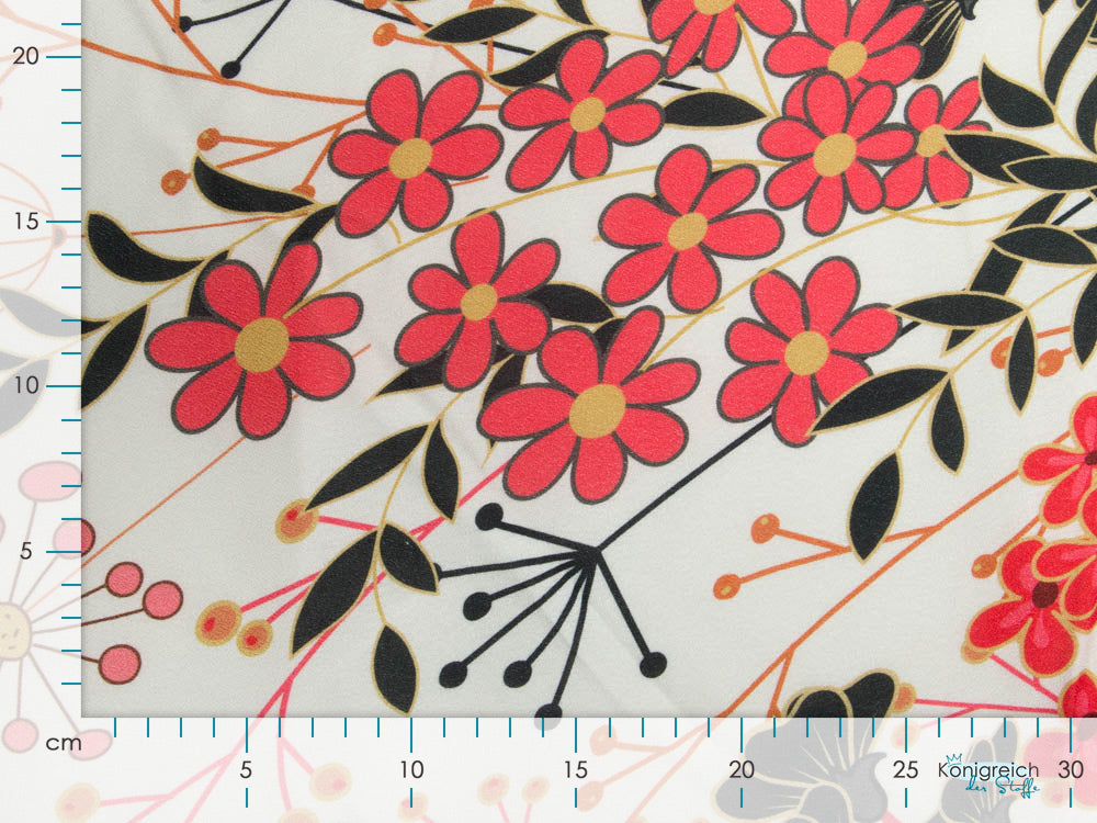 Webware Viskose Swafing Palina - Blumenstrauß und Pusteblumen - weiß