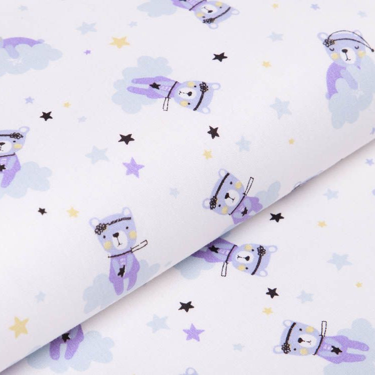 Webware Popeline Baumwolle - Traumbären auf Wolken