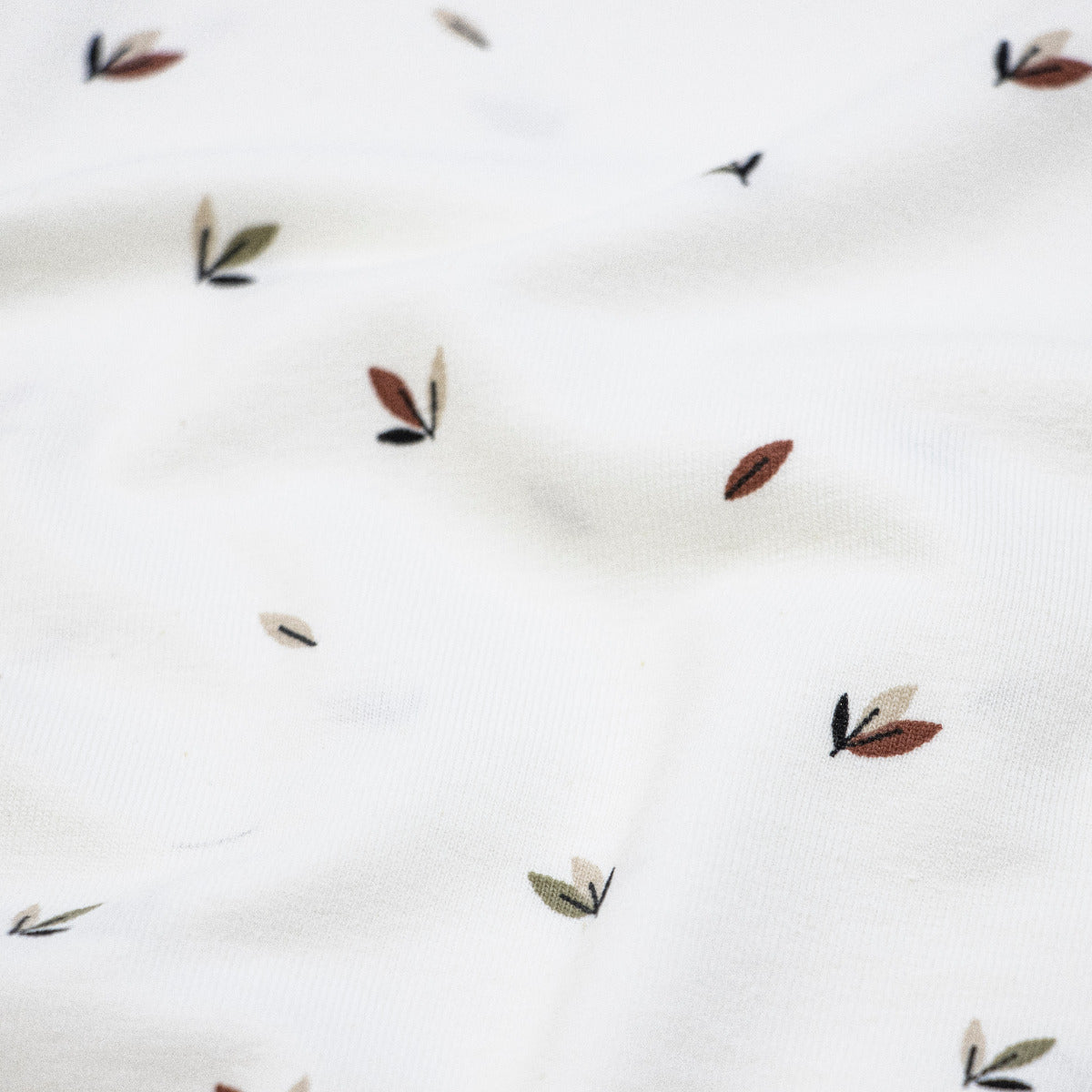 Jersey - kleine Blätter - Wollweiß