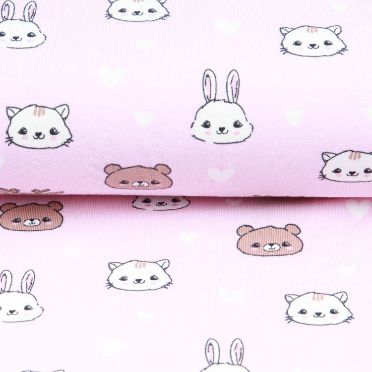 Jersey - putzige Tiergesichter und Herzen