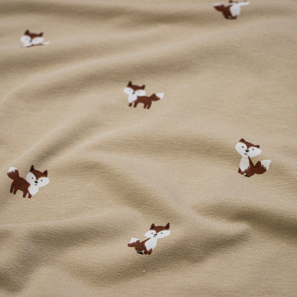 🦊Baumwolle Jersey Stoff Digitaldruck - Füchse - beige