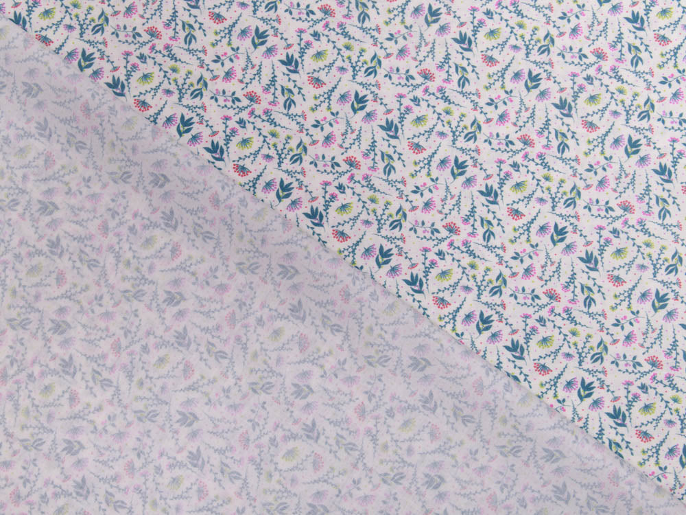 Webware Baumwolle Digitaldruck - Blumen und Blätter