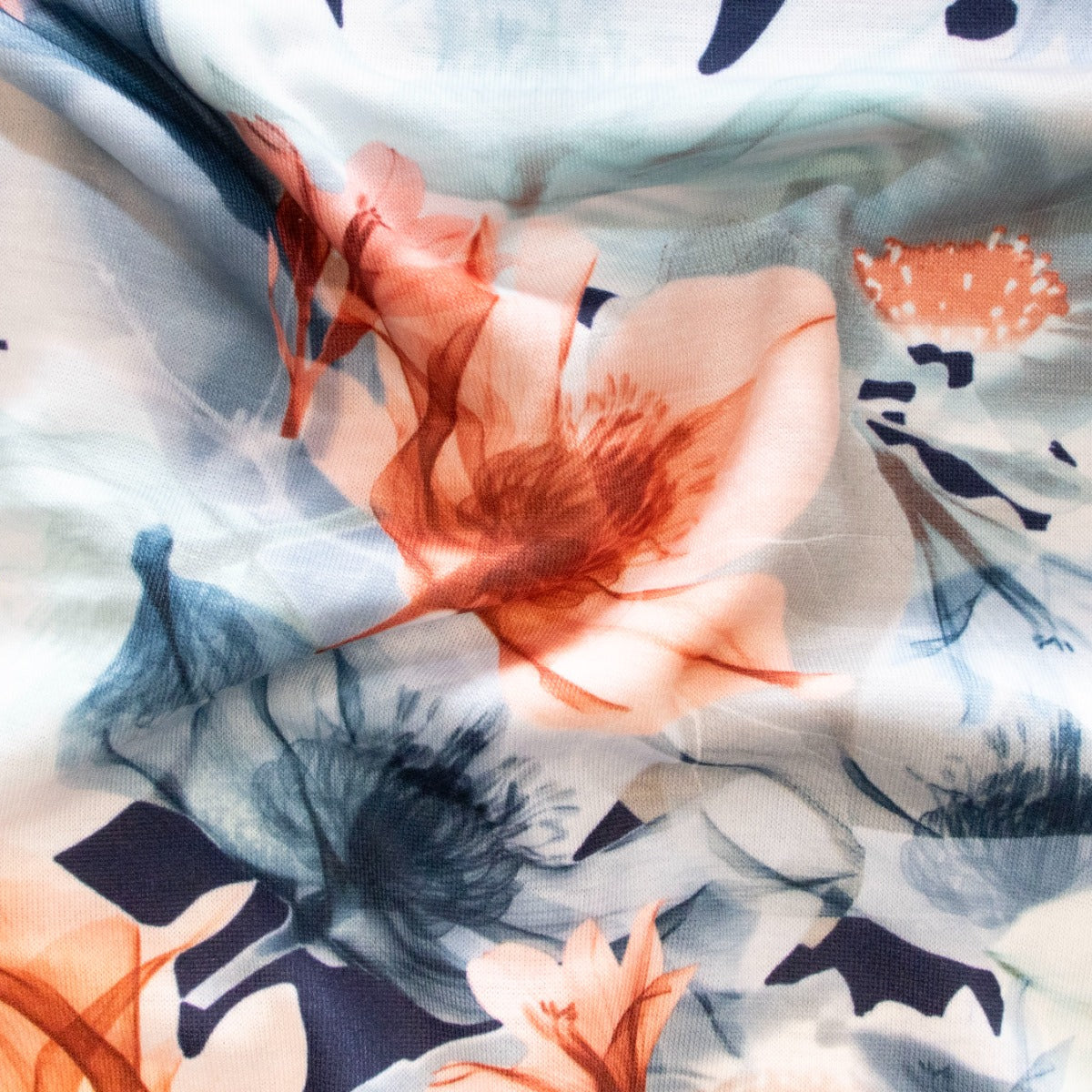 Jersey Digitaldruck - Florales Muster - Blau