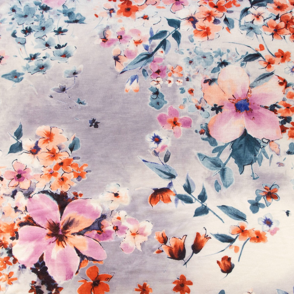 Jersey Digitaldruck - Blumen - Hellgrau