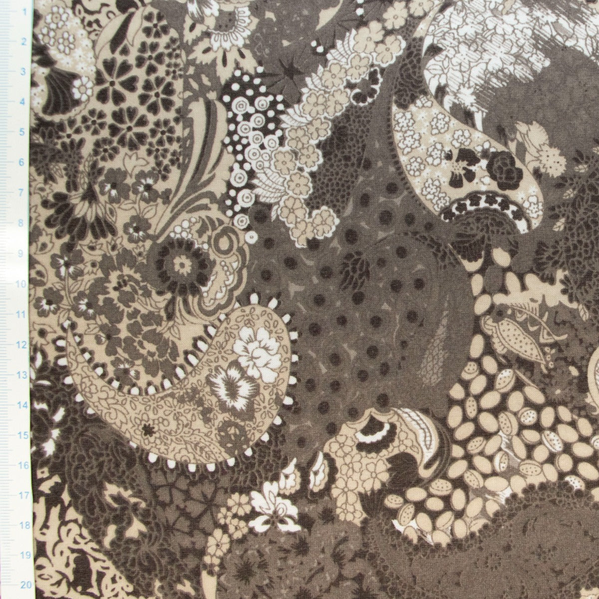 Jersey Digitaldruck - Florales Muster - braun