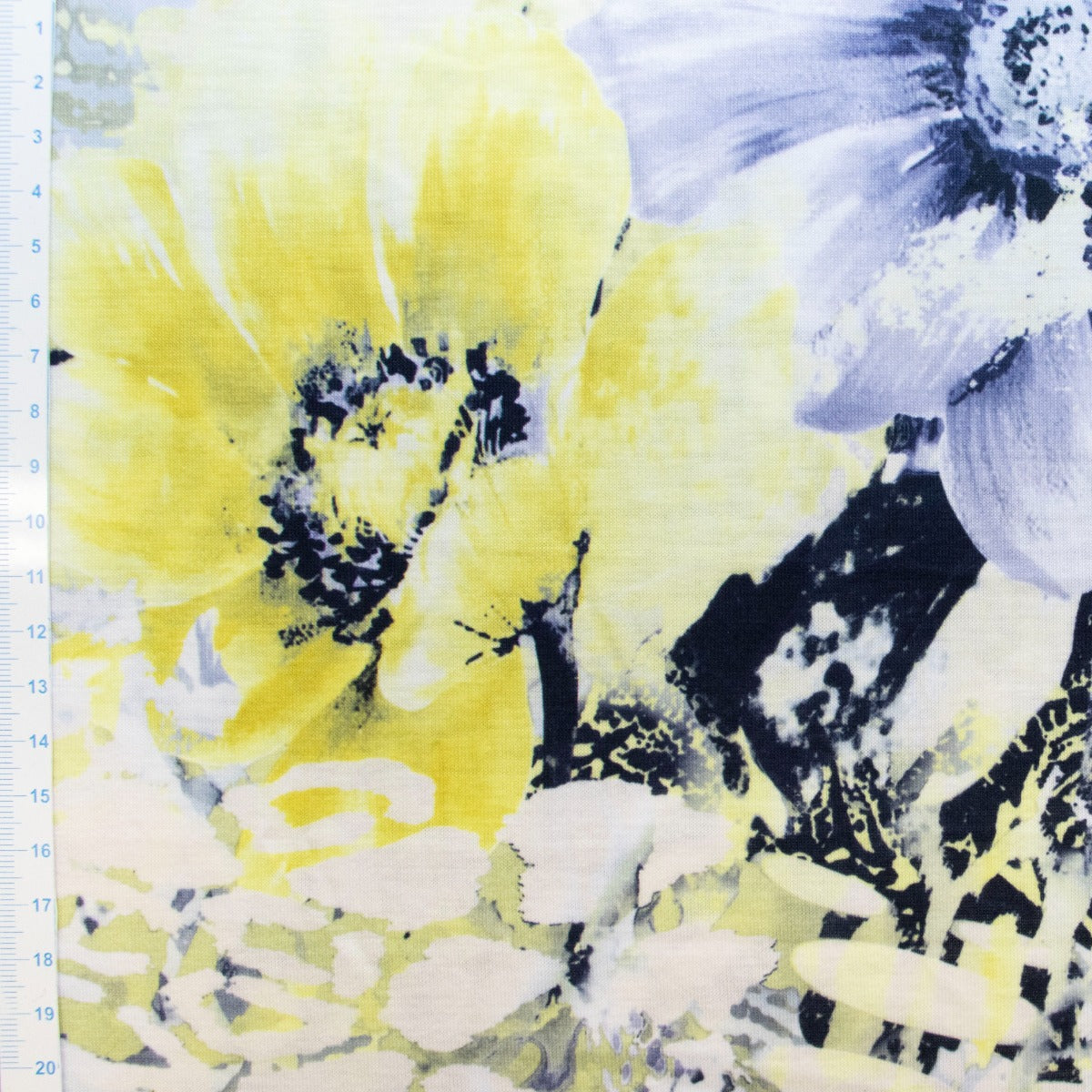 Jersey Digitaldruck - Florales Muster mit Animalprint - Gelb