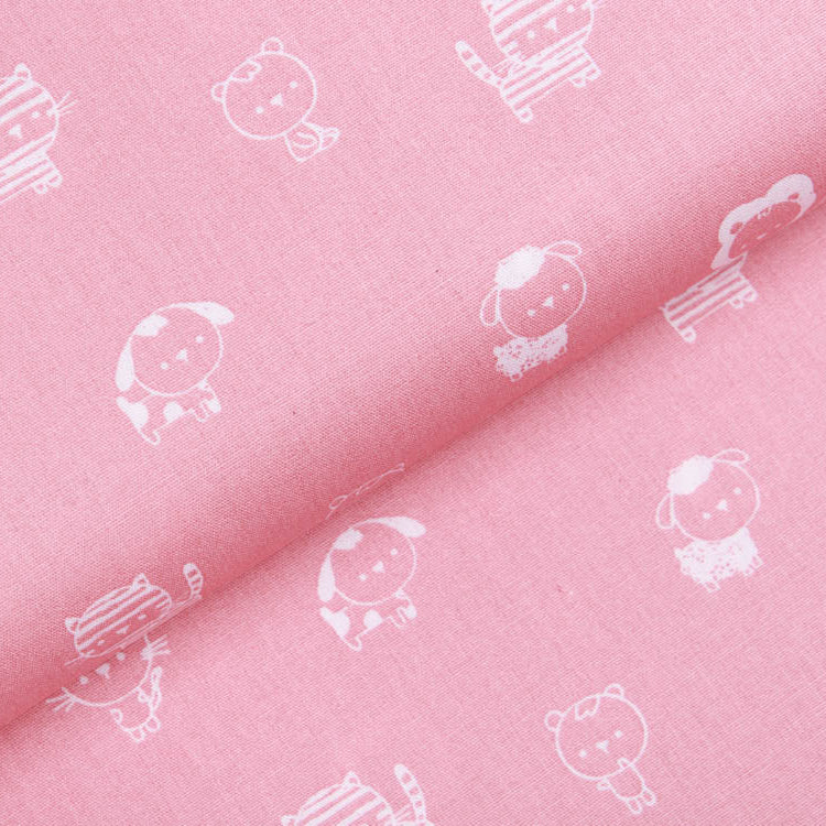Webware Baumwolle Popeline - niedliche Tiere - rosa