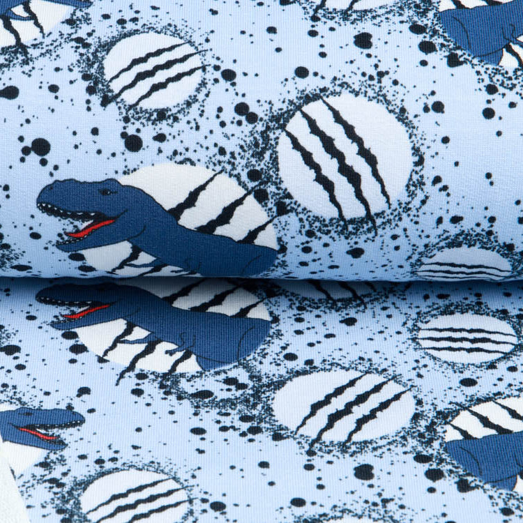 Sweat French Terry Digitaldruck - gruselige Dinos und Kratzspuren