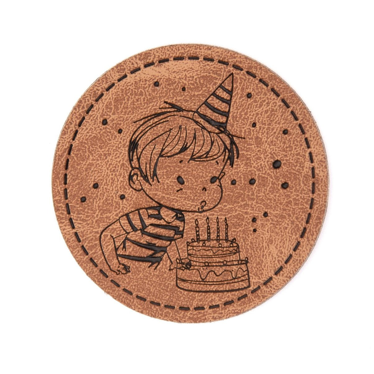 Jessy Sewing Kunstleder-Label "Birthday-Boy" - braun
