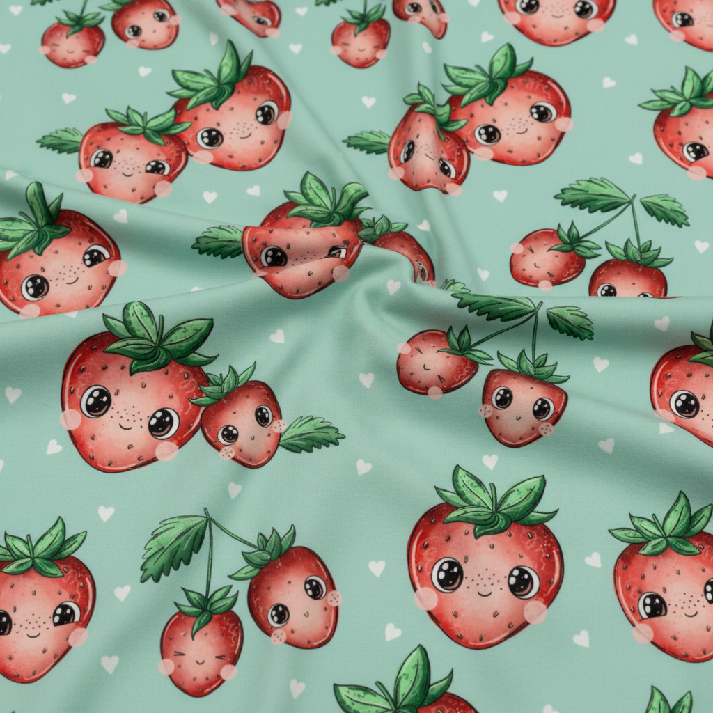 Jersey Kawaii Erdbeeren Mint